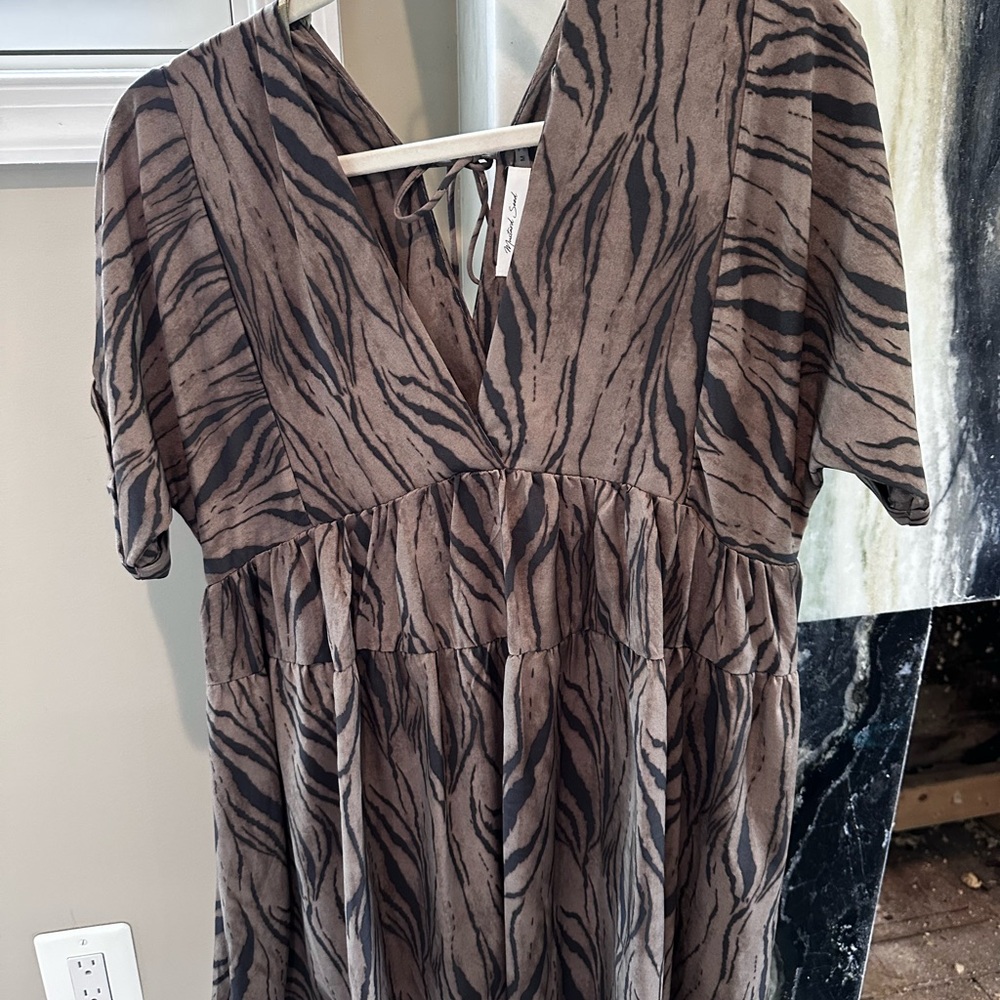 Brown and Black Animal Print Dress